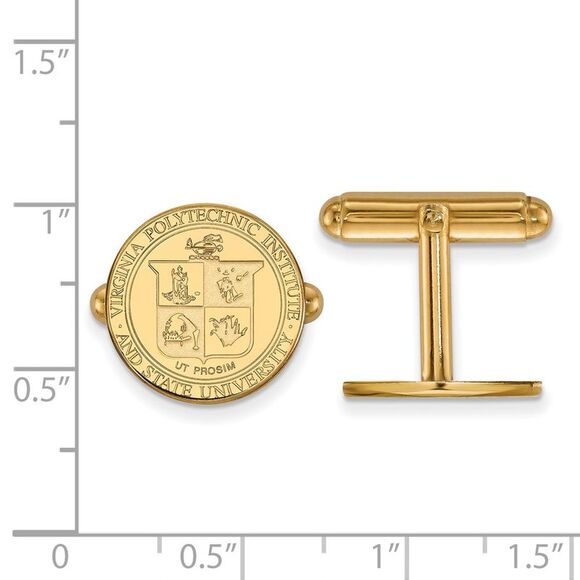 14k Gold Plated Silver Virginia Tech Crest Cuff Links